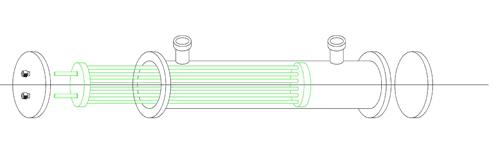 プラスチック熱交換器シェル＆チューブ分解図